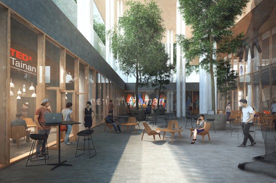 Sunken plaza of cultural and conference center