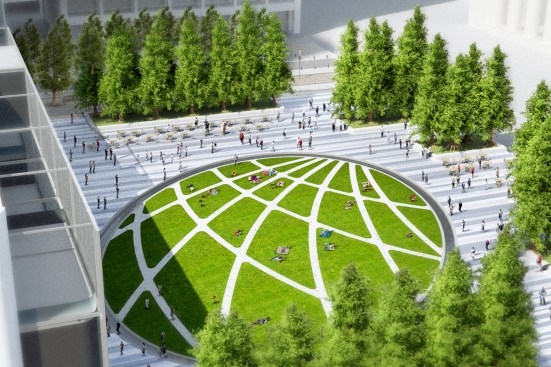 Aerial rendering of Drexel Square