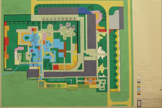 Gouache painting of a design for the garden of the Clemente Gomes residence, Fazenda Vargem Grande, Areias