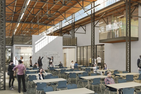Interior education spaces in Warehouse 57 Science Hub