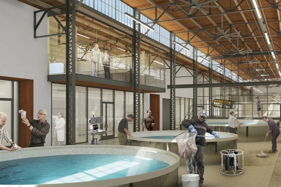 Interior research laboratories in AltaSea Warehouse 57 Science Hub