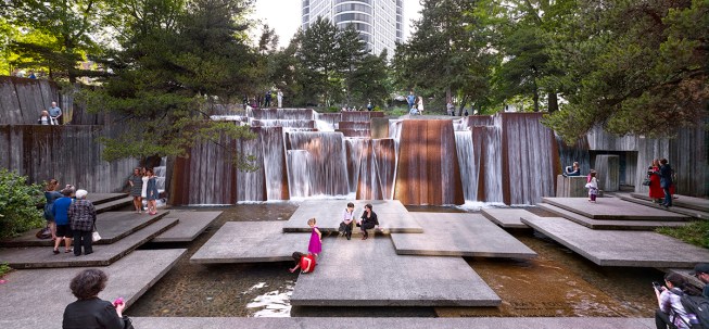 Ira Keller Forecourt Fountain, part of the Portland Open Space Sequence in Oregon