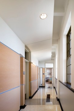 Apartment hallway and gallery at VA West Los Angeles, Los Angeles, Calif., by Leo A Daly