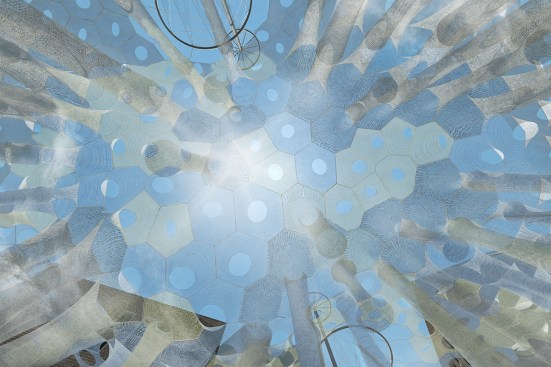 Rendering of Lumen (2017) by Jenny Sabin Studio