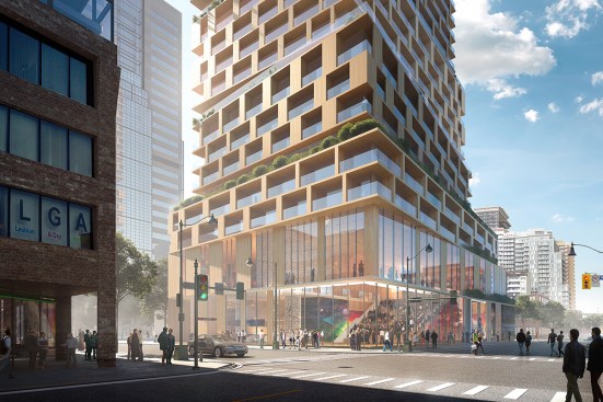 The podium of the Church and Wellesley development will contain a flexible public space and small-scale shops and restaurants.