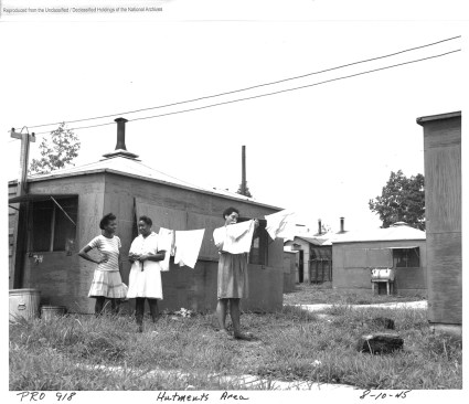 Plywood "hutments" designed for African American workers in Oak Ridge, Tenn. (1945).