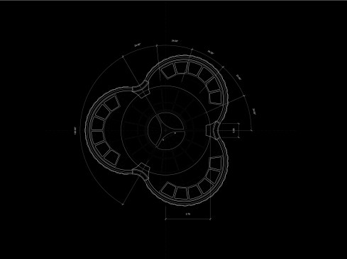 Drawing of a module from the Moon Village by Skidmore, Owings & Merrill, in partnership with the European Space Agency and MIT.
