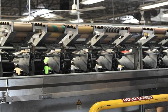 Yarn cones are sorted and reused.