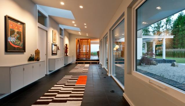 Strategically placed skylights help illuminate the Brogan Residence’s interiors.