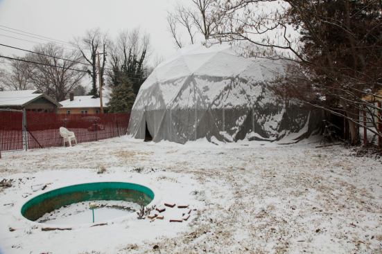 A fabric cover installed in the early 2000s provided some protection from the elements.