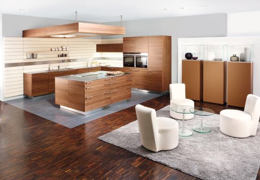 A collaboration with architect and designer Hadi Teherani, the ARTESIO kitchen concept includes louvered walls, an arched ceiling, cabinetry with a walnut veneer finish, and stainless steel countertops and hardware. 
www.poggenpohl.com