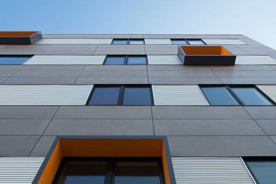 A detail from the Modules, a 72-unit prefab apartment building that ISA designed for Temple University.