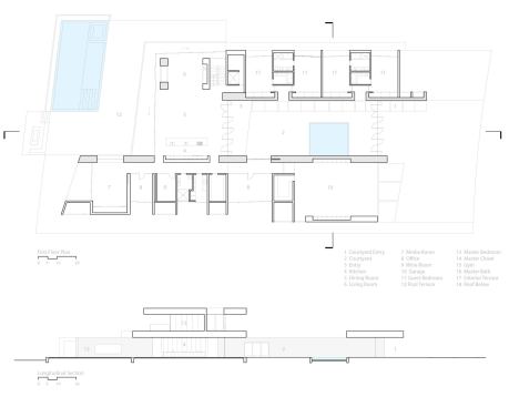 The first floor plan and section