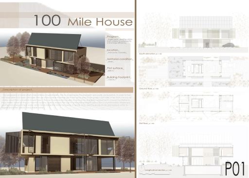 Student Prize - 100 Mile House - renderings, elevation, plans, and section