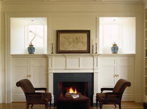 The home's millwork is scaled appropriately for its tall ceilings and generously proportioned spaces.