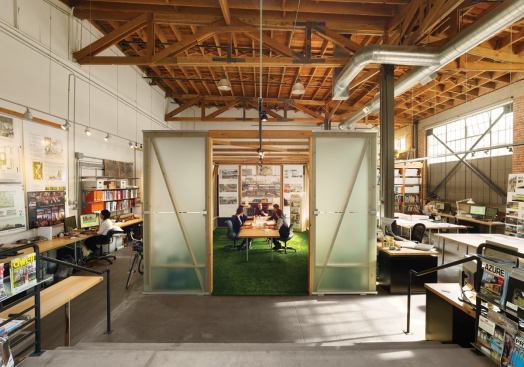 A converted 1940s-era warehouse is home to Interstice Architects in San Francisco.