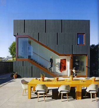 In addition to the circulation/art display form, a Santa Barbara, Calif., craftsman fabricated all the windows and doors from solid ipe hardwood.