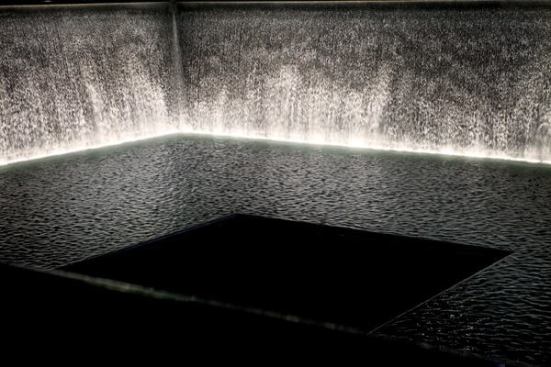 For the 200-foot-by-200-foot square reflecting pools with a 30-foot cascading waterfall on each side, Fisher Marantz Stone worked closely with the lighting manufacturer to create a submersible fixture that would meet the technical requirements of the National Electric Code and run on 25V or less.