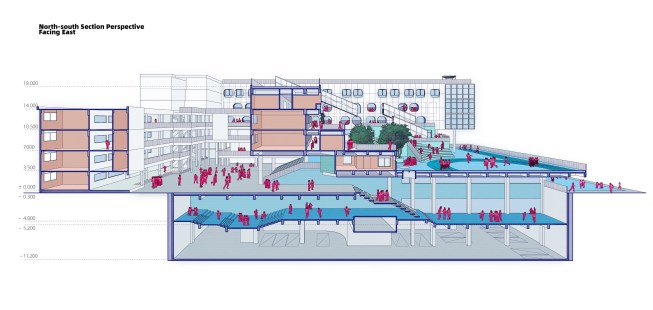 North-south Section Perspective-Facing East