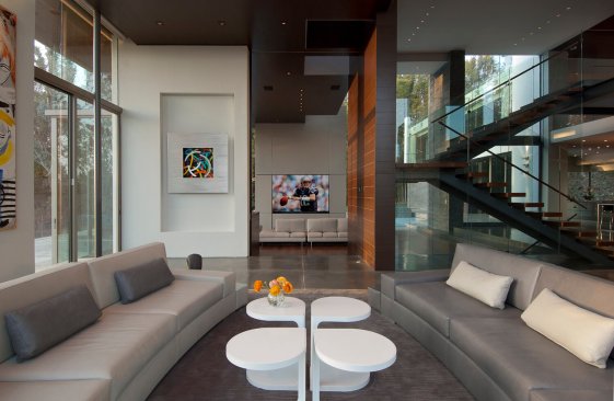 Open plan, high ceiling Beverly Hills modern home.