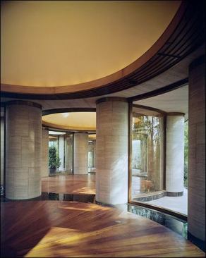 An interior view of the Philip Johnson-designed wing of the Dumbarton Oaks Museum, where the architect received his Pritzker Prize in 1979