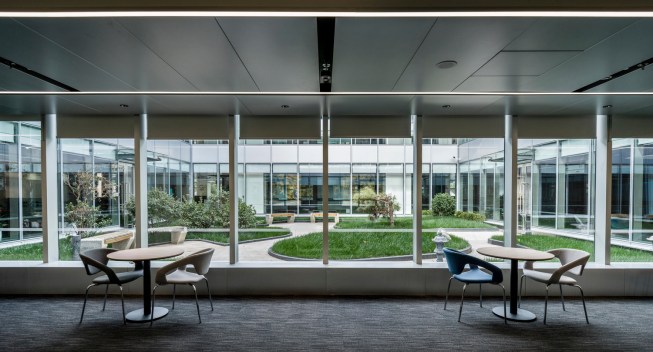Interior courtyards like this one provide natural like and views out to nature.