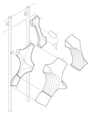 Exploded axon of a Prosolve tile's modular components.