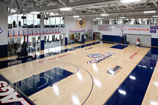 The practice court is modeled after the game day court at adjacent McCarthey Athletic Center; providing players with a replica of shooting conditions as they continue to improve their skills.