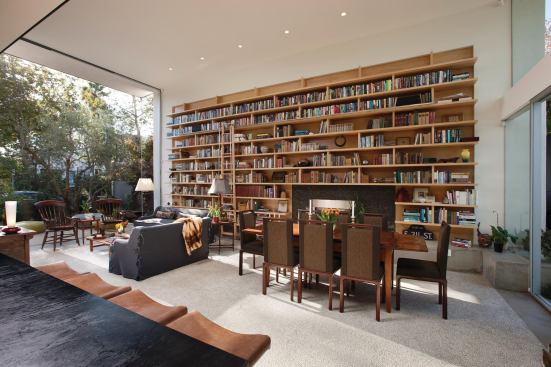Architect Trevor Abramson had the maple shelving recessed into the wall so that it becomes a part of the room's architecture.