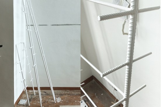 shelving unit partially assembled offsite