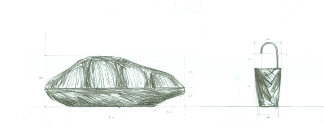 Study sketch of the public bench and drinking fountain.
