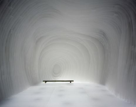 Oribe Tea House, by Kengo Kuma & Associates. Note the diffuse, fog-like atmosphere created by inexpensive plastic sheathing.