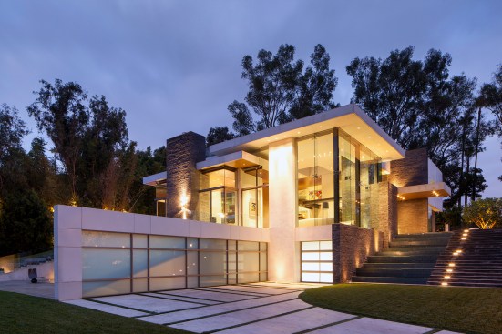 Luxury modern glass walled home in Beverly Hills.