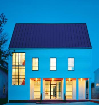 This infill house plays it straight out on the street ...