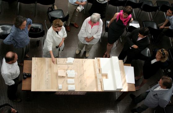 Rice Building Workshop students present to Menil Director Josef Helfenstein and Menil Board members.