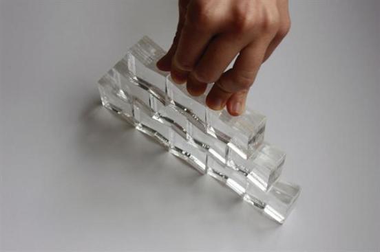 Small-scale prototype of the blocks comprising the thermometric fa?ade.
