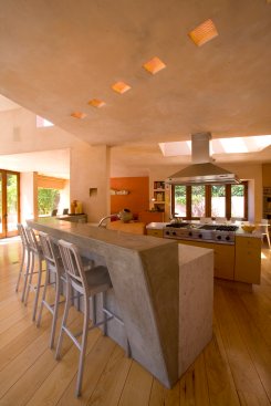 Mandeville Canyon modern home open plan kitchen and dining room