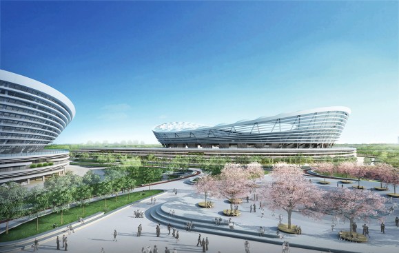 Suzhou Industrial Park Sport Center

Projektart: Internationaler Wettbewerb 2013 - 1. Preis

3 Stadiengebaeude: offenes Stadion, Gymnasium, Natatorium. Die Stadien sind auf erhoehte Sockel gestellt, zwischen denen Landschaftsbereiche und Wasserflaechen liegen. Von diesen aus werden die oeffentlichen Bereiche im Erdgeschoss erschlossen. Die von aussen zu den Stadien ansteigenden Flaechen sind mit fuer die Oeffentlichkeit zugaenglichen Sportfeldern belegt.

Entwurf: Meinhard von Gerkan und Nikolaus Goetze mit Magdalene Weiss 
Partner: Nikolaus Goetze
Assoziierter Partner: Magdalene Weiss
Projektleiter Wettbewerb: Sebastian Schmidt, Sui Jinying, Yan Lüji
 Projektleiter Ausführung: Lvji Yan

Bauherr: Suzhou Industrial Park Sports Industry Development Co., LTD.

BGF-Daten: 421.040 m²