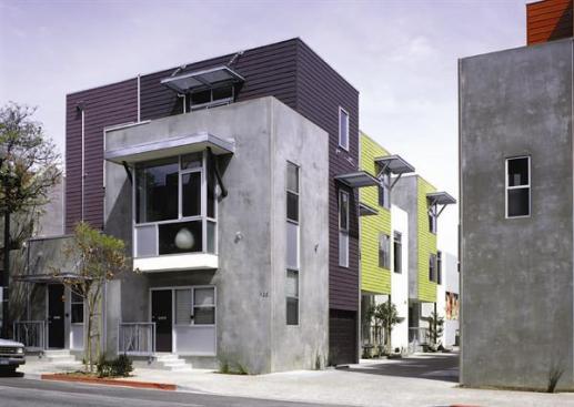 To enliven the elevations, DeFreitas conceived them as "innies and outies, like bellybuttons." The glass bays are opaque on the bottom and clear on the top.