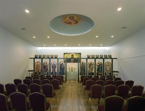 Sanctuary with view of dome and iconostasis