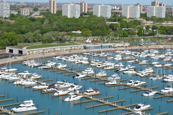 A look at the marina, with green roof beyond.