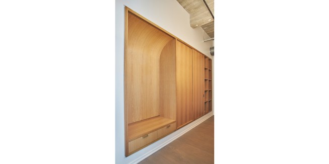 New custom rift white oak entry millwork. 