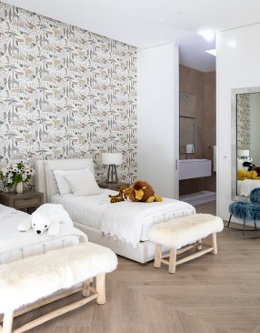 Serenity Indian Wells luxury modern home children's bedroom design with animal safari theme decor