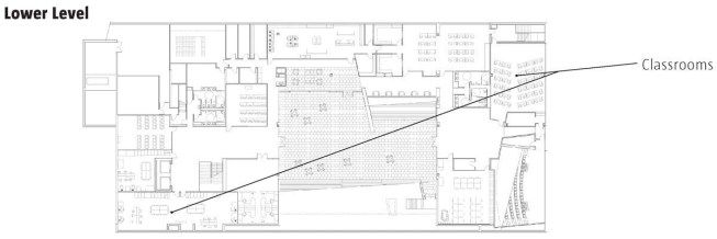 OPEN STUDIOS 
The studio spaces are not only open to each other, but also to the first-floor critique bridge, a space with rotating pinup boards and room for classes to gather. "Anything can happen in this space," says Predock. "It is the pulse of an architecture school. Here it's not locked away, it's at the crossroads." The open studios themselves were a conscious change from what the school had before, and a positive one, says Schluntz: "You just sense the intensity. Because of the openness, there is a lot of wonderful engagement that we didn't have previously."