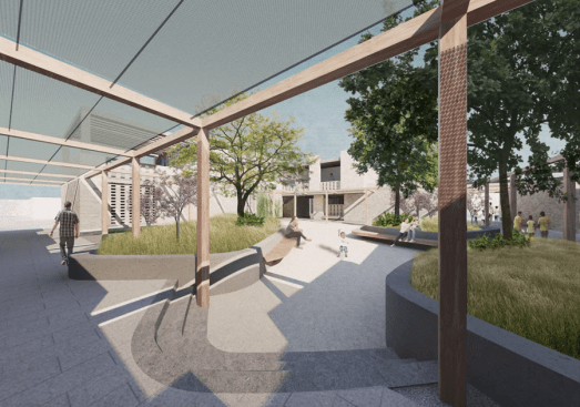 Respite center central courtyard