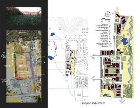 The neighborhood site plan and context. 