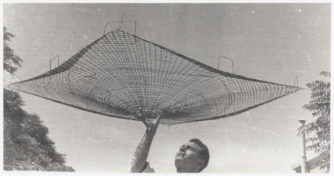 A photograph of the model, Una nueva bóveda cáscara, from the 2023 grant to Canadian Centre for Architecture for the publication "AP205 Amancio Williams: Readings of the Archive by Studio Muoto, Claudia Shmidt, and Pezo von Ellrichshausen" on Argentine architect  Amancio Williams.