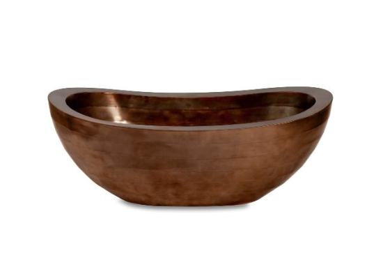 Diamond Spas  Yes, a copper tub seems extravagant for these frugal times. But boy does it look good. This one, Atocha, is a Japanese-style soaking tub made from 4-inch copper strips that have been welded and polished. It’s listed at a very decadent $23,545. 
www.diamondspas.com.