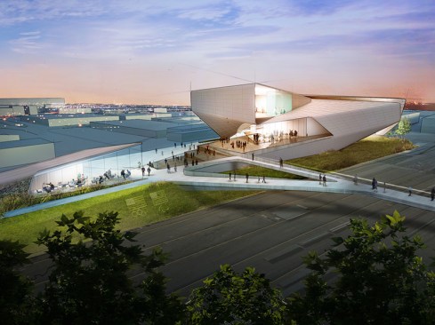 Preliminary Design Concept for the United States Olympic Museum: View from the Northwest.