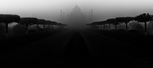 "Taj Mahal from Gardens at Dawn," by Kip Harris, AIA, of the Taj Mahal in Agra, India; 2019 AIA|LA Architectural Photography merit award winner